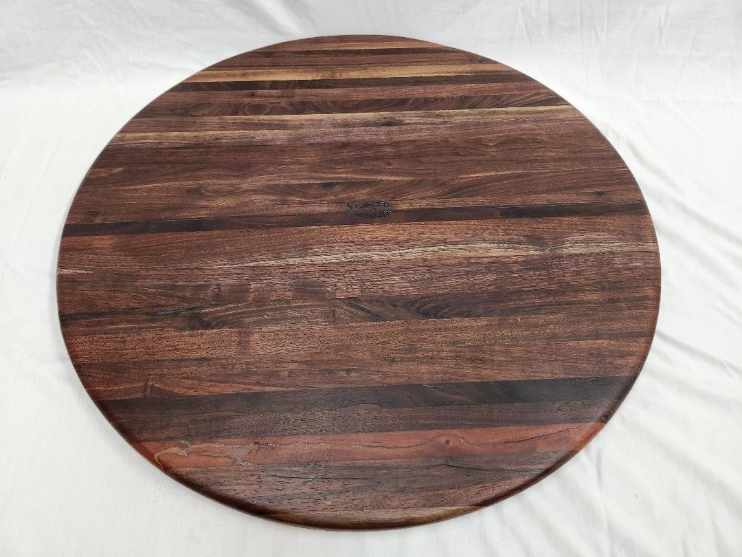Handcrafted Custom Large Round Black Walnut Charcuterie / Cheese Board