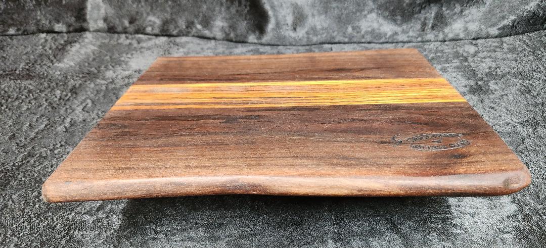 Small Black Walnut & Striped Hardwood Live Edge Charcuterie & Cheese Board
