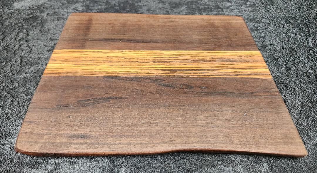 Small Black Walnut & Striped Hardwood Live Edge Charcuterie & Cheese Board