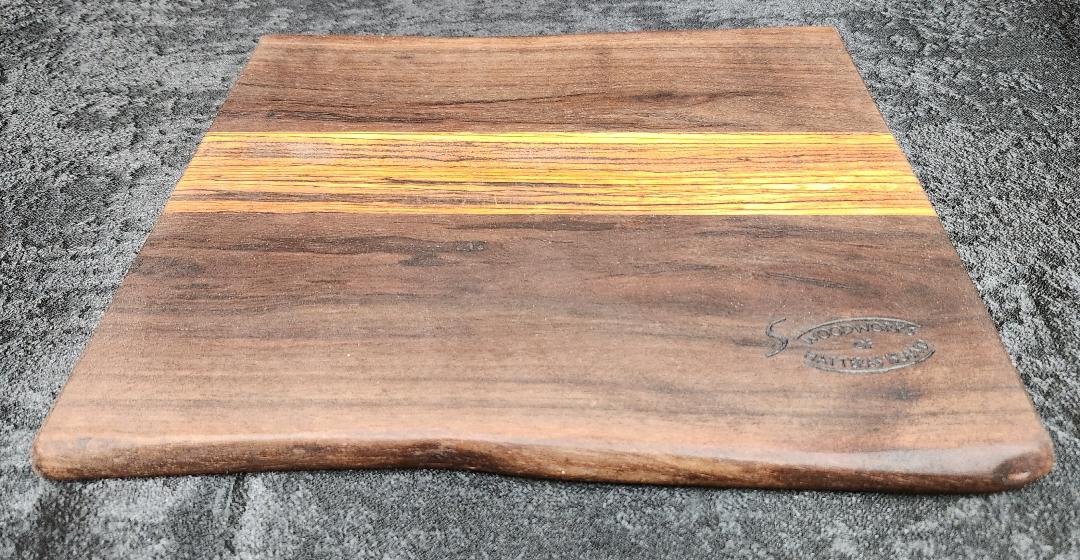 Small Black Walnut & Striped Hardwood Live Edge Charcuterie & Cheese Board