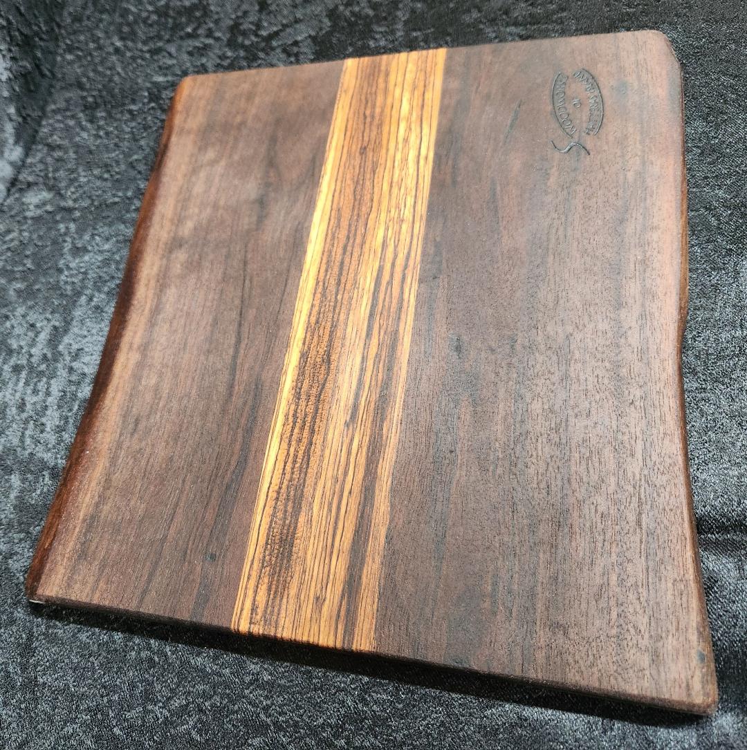 Small Black Walnut & Striped Hardwood Live Edge Charcuterie & Cheese Board