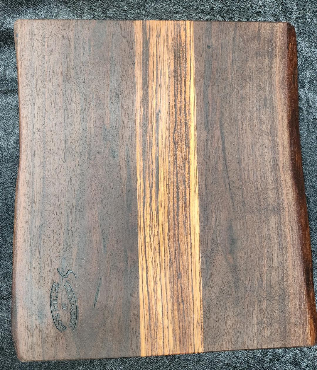Small Black Walnut & Striped Hardwood Live Edge Charcuterie & Cheese Board