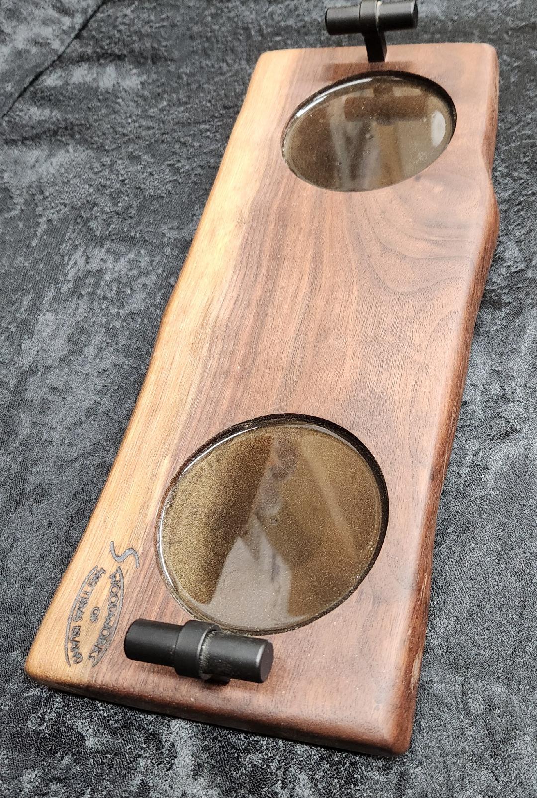 Live Edge Black Walnut 2-Glass Beverage Board