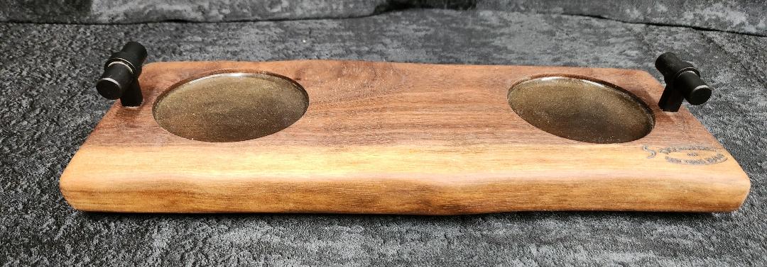 Live Edge Black Walnut 2-Glass Beverage Board