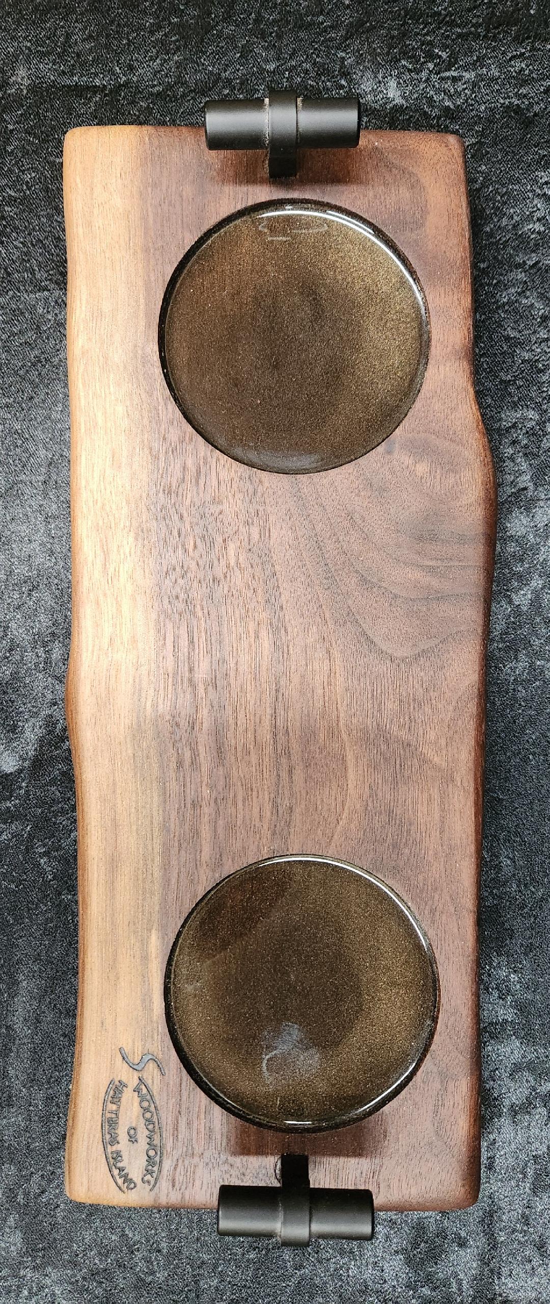 Live Edge Black Walnut 2-Glass Beverage Board