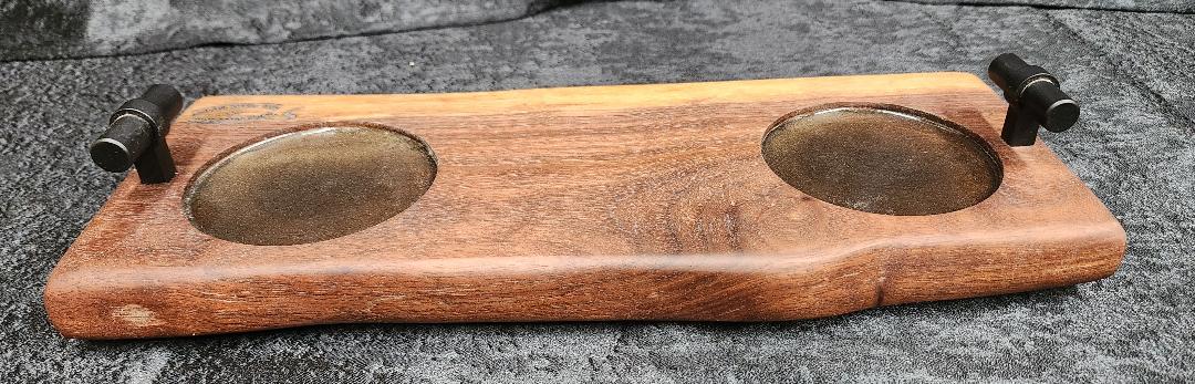 Live Edge Black Walnut 2-Glass Beverage Board