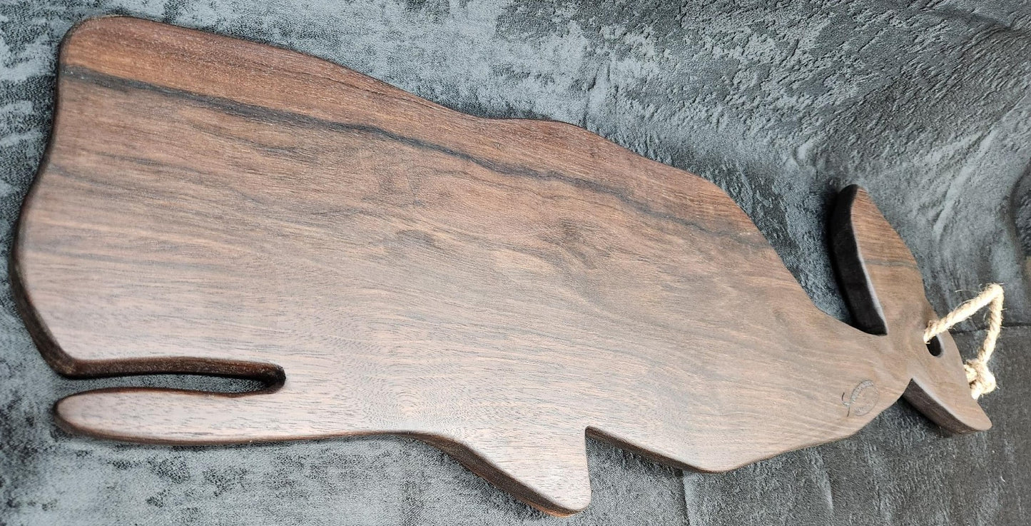 Whale-Shaped Black Walnut Charcuterie & Cheese Board