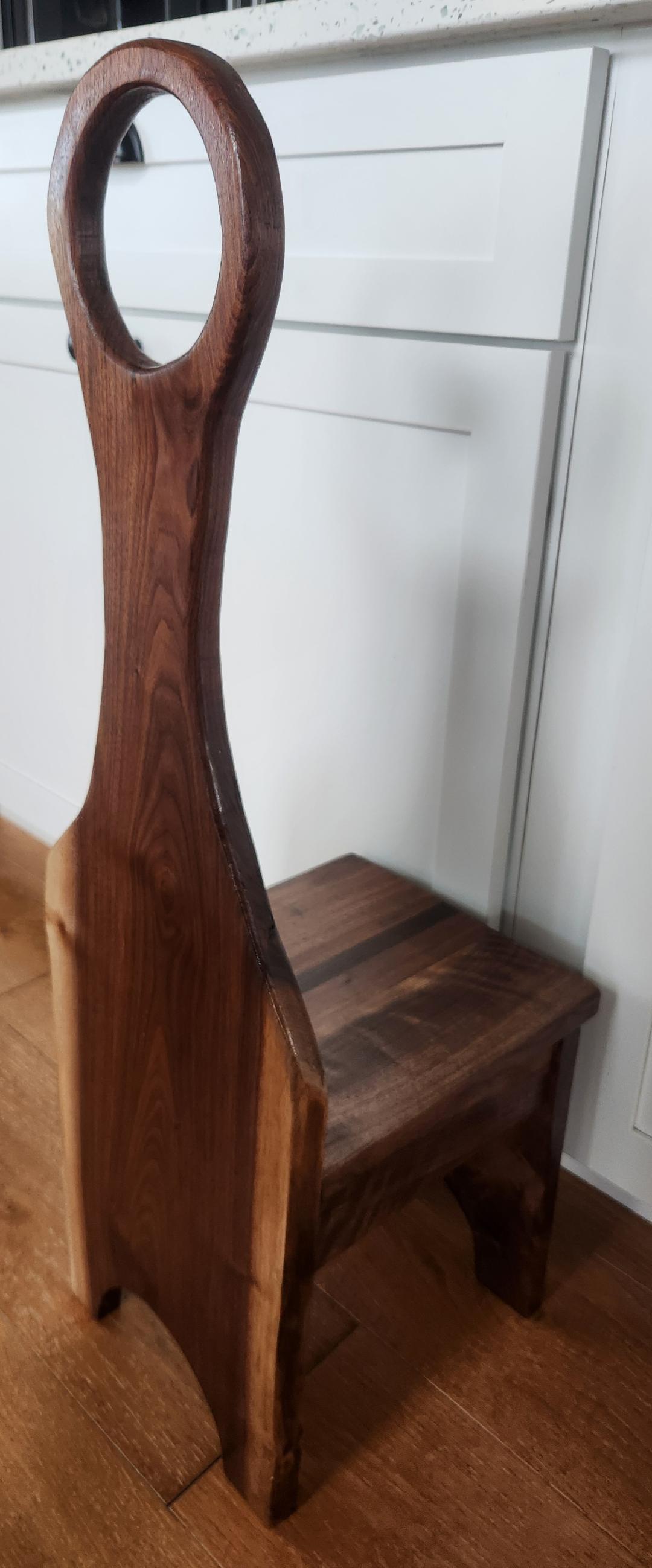 Black Walnut Live Edge Tall Handle Step Stool