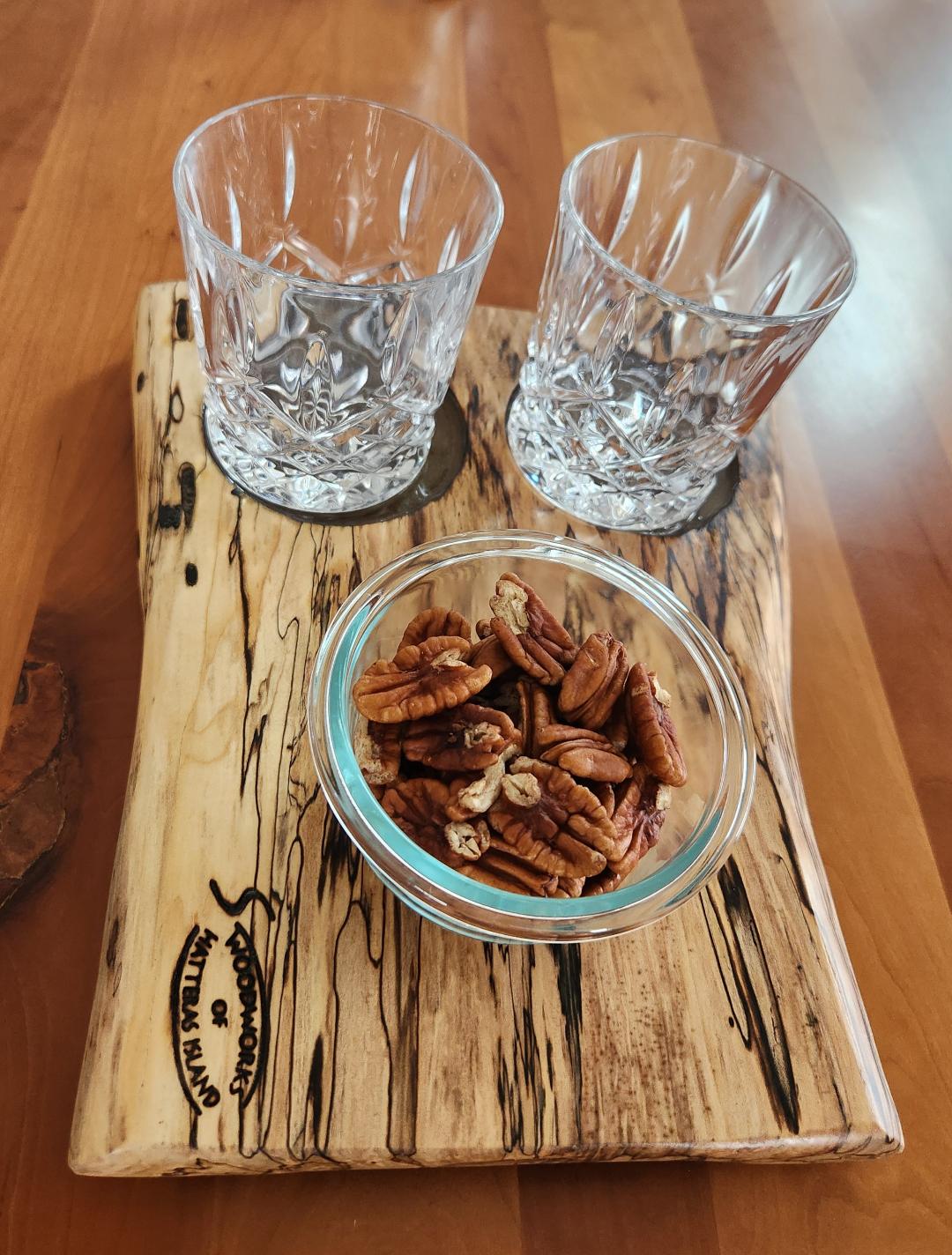 Live Edge Spalted Maple 2-Glass Beverage Board