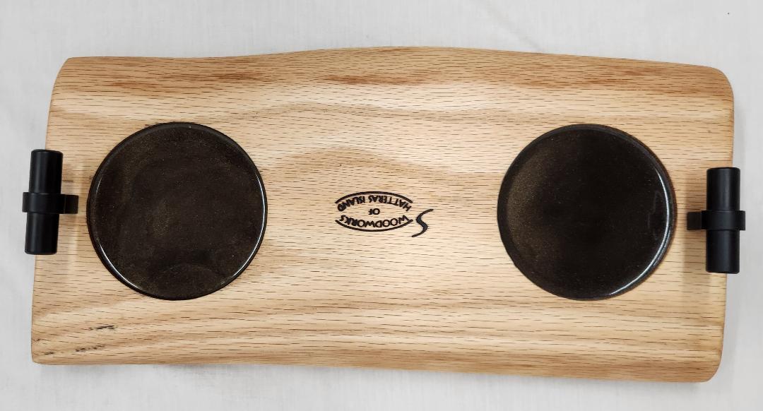 CUSTOM ORDER - Live Edge Whiskey Board - 2 Glass (Red Oak)