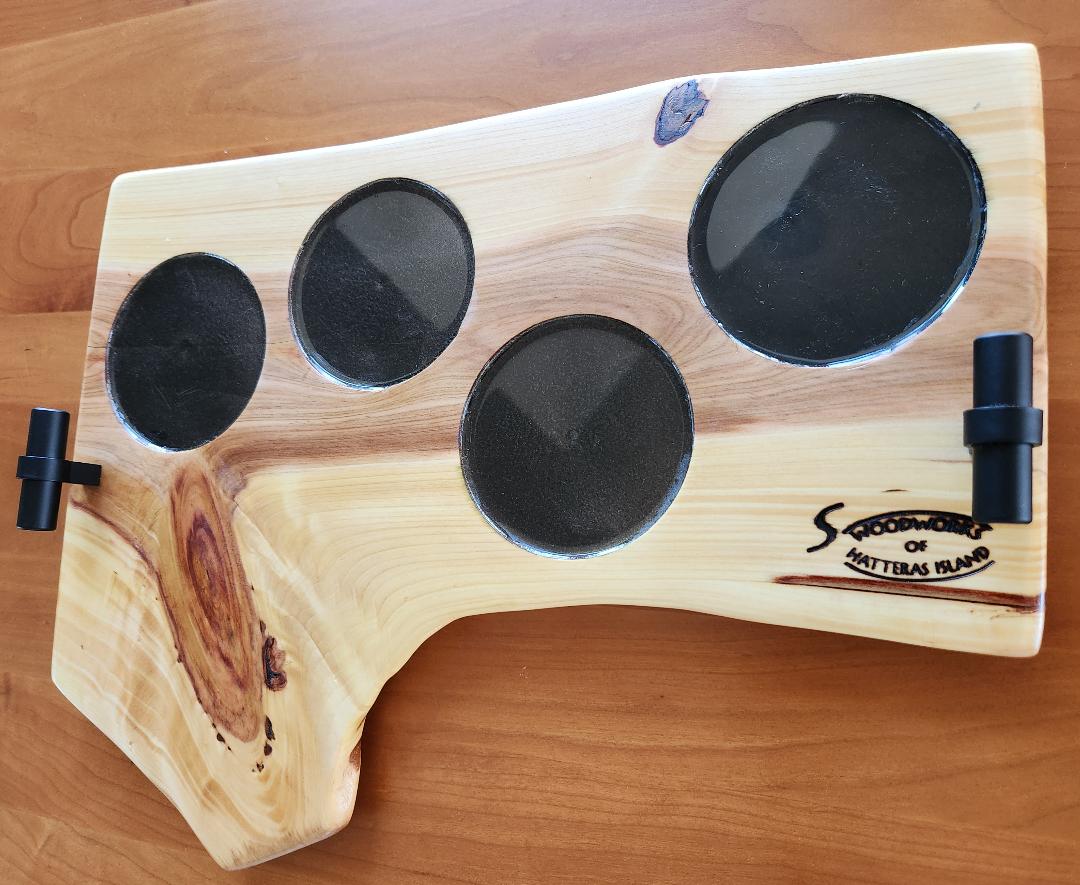 Custom Live Edge Cypress 4-Glass Beverage Board