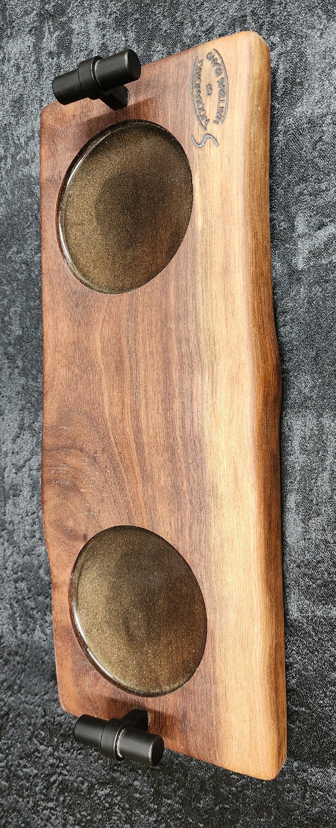 Live Edge Black Walnut 2-Glass Beverage Board