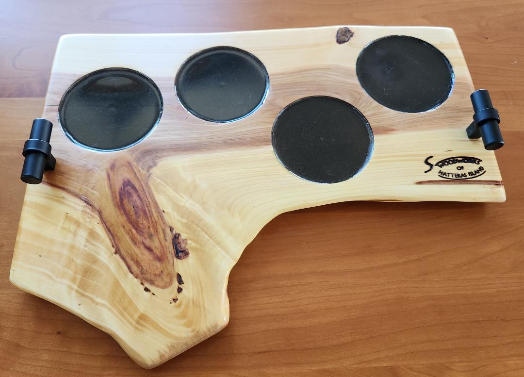 Custom Live Edge Cypress 4-Glass Beverage Board