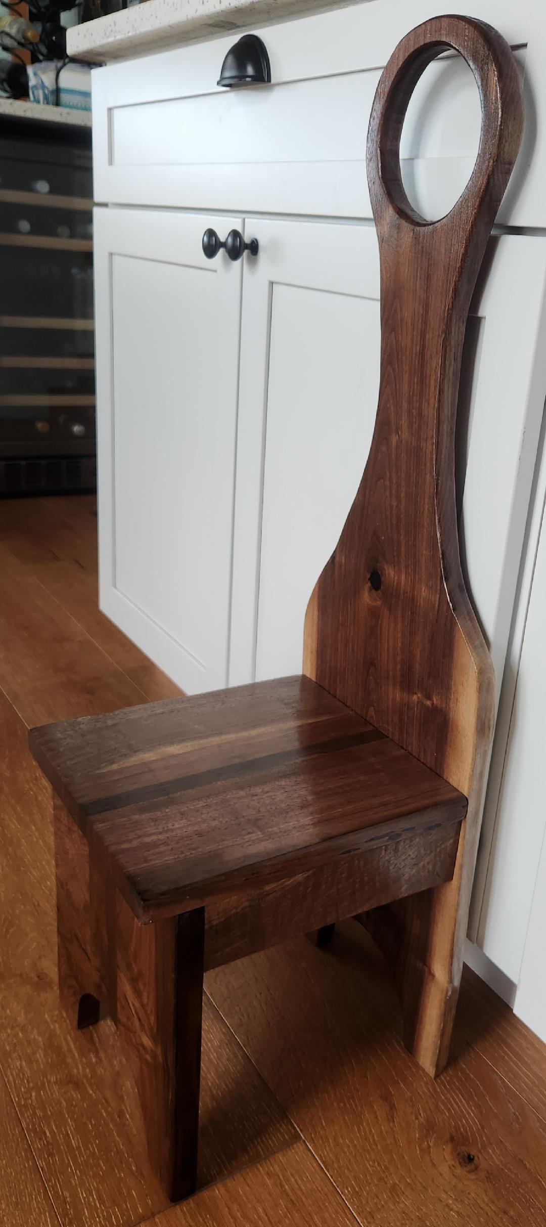 Black Walnut Live Edge Tall Handle Step Stool
