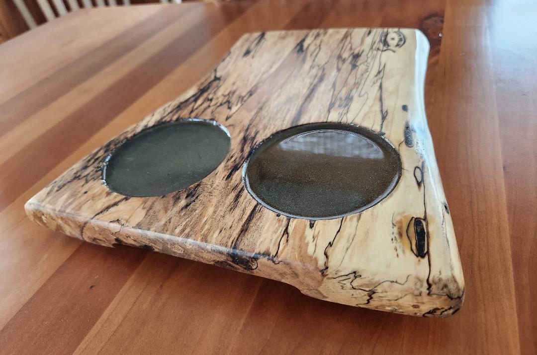 Live Edge Spalted Maple 2-Glass Beverage Board