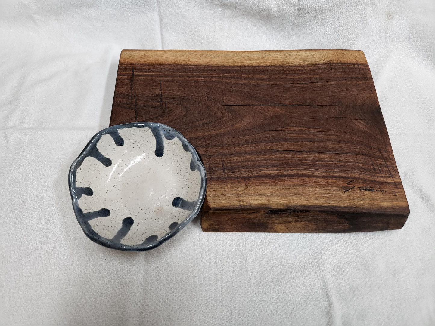 Black Walnut Live Edge Charcuterie & Cheese Board with Serving Bowl
