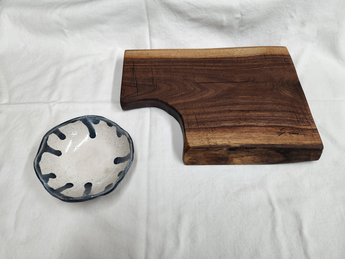 Black Walnut Live Edge Charcuterie & Cheese Board with Serving Bowl