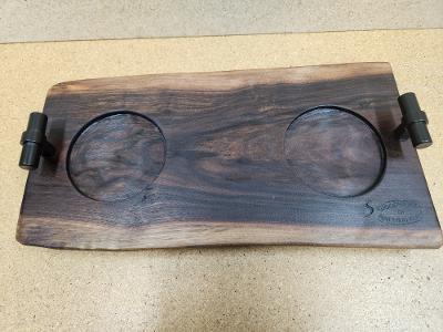 Live Edge Beverage Board -2 Glass (Black Walnut)