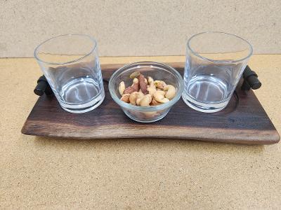 Live Edge Beverage Board -2 Glass (Black Walnut)