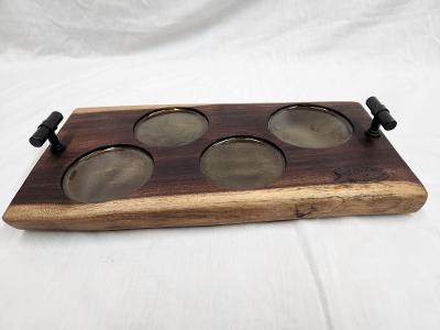 Live Edge Beverage Board -4 Glass (Black Walnut)