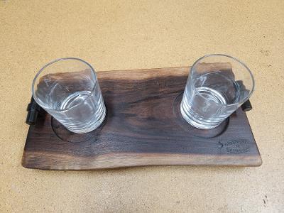 Live Edge Beverage Board -2 Glass (Black Walnut)