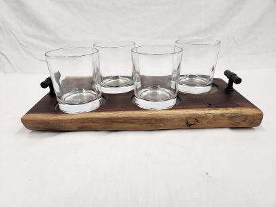 Live Edge Beverage Board -4 Glass (Black Walnut)