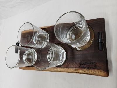 Live Edge Beverage Board -4 Glass (Black Walnut)