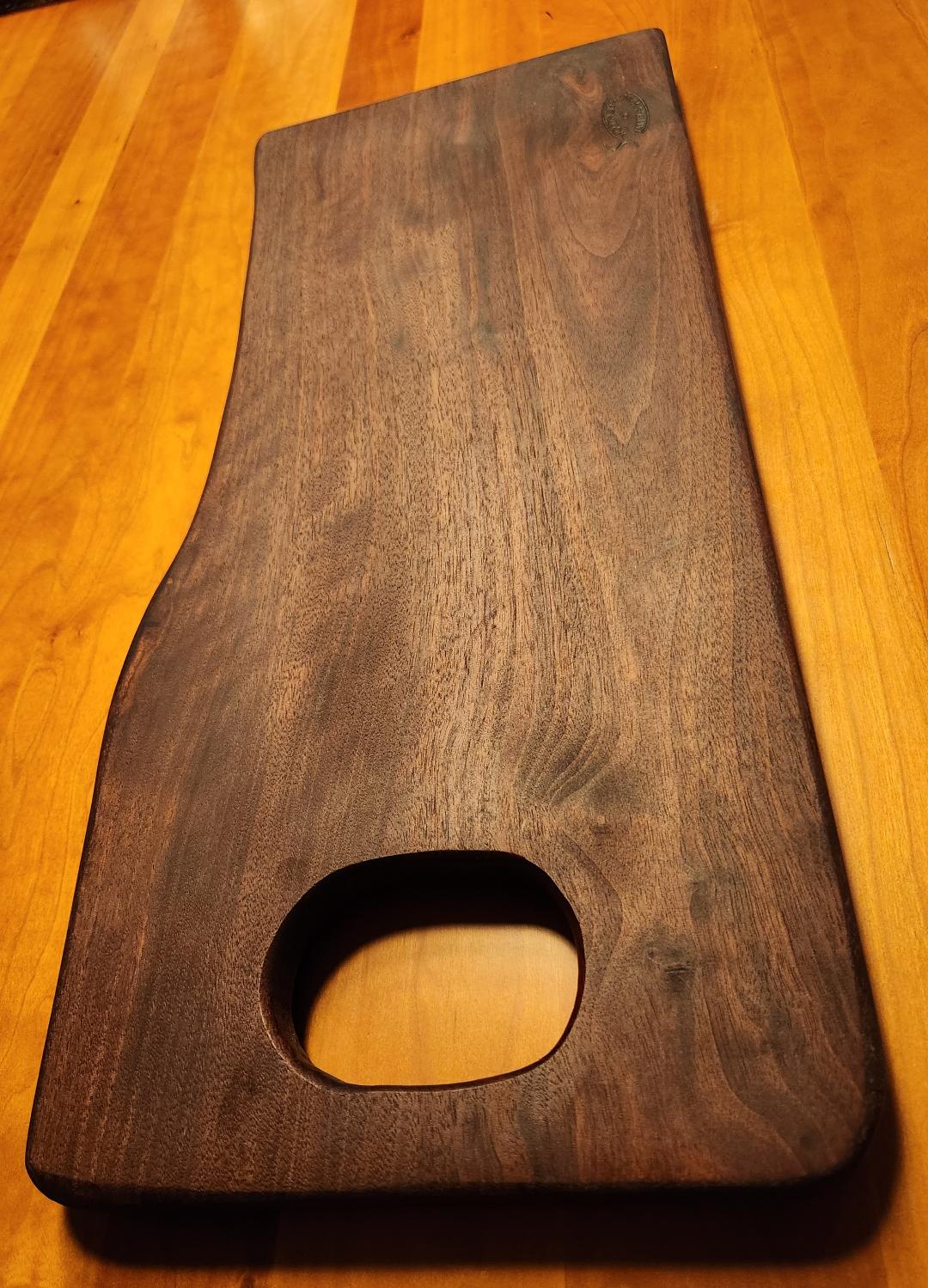 Live Edge Charcuterie/Cheese Board With Wide Handle (Black Walnut)