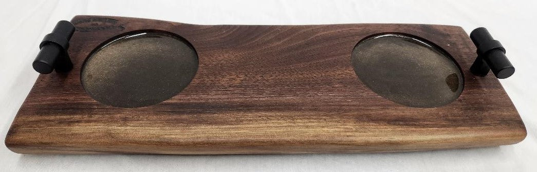 CUSTOM ORDER Live Edge Whiskey Board -2 Glass (Black Walnut)