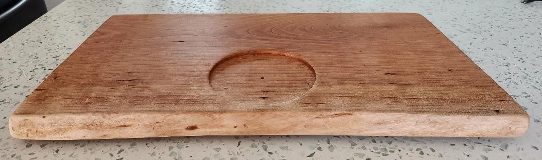 Cherry Appetizer Board with Live Edge & Hand-Carved Bowl