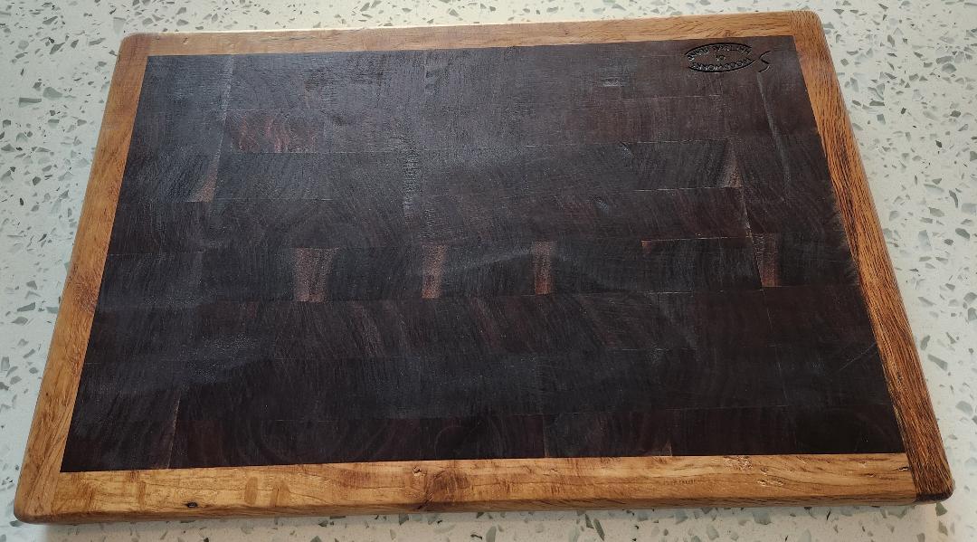 Handcrafted Black Walnut Butcher Block Cutting Board with Hardwood Trim