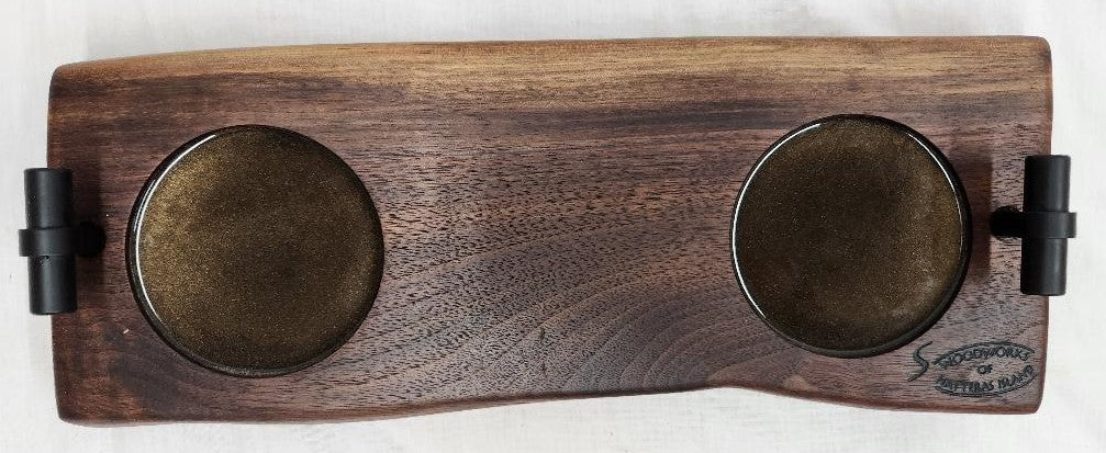 CUSTOM ORDER Live Edge Whiskey Board -2 Glass (Black Walnut)