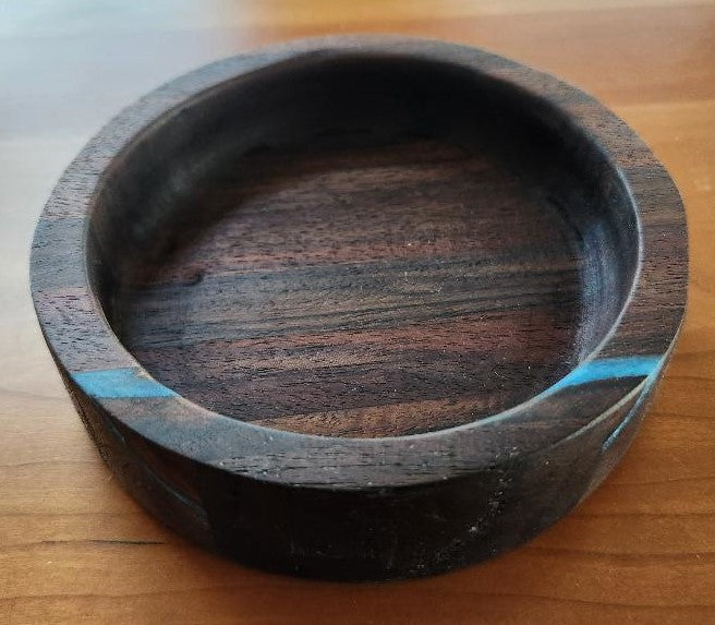 Black Walnut Appetizer Board with Live Edge & Hand-Carved Bowl