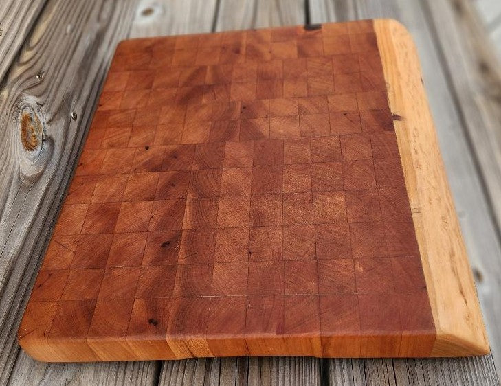 Handcrafted Cherry Butcher Block Cutting Board with Live Edge