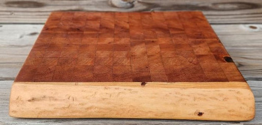 Handcrafted Cherry Butcher Block Cutting Board with Live Edge