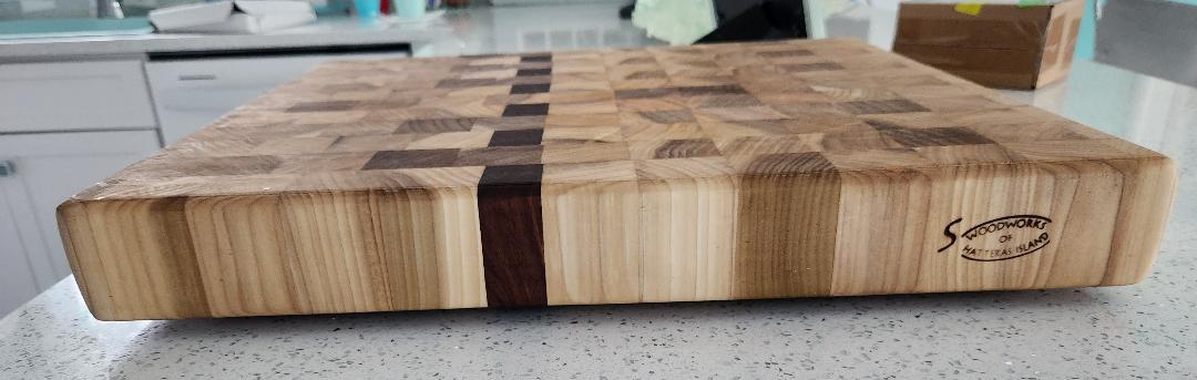 Poplar Butcher Block Cutting Board With Black Walnut *