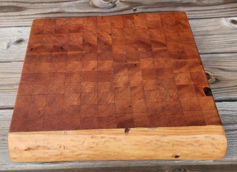 Handcrafted Cherry Butcher Block Cutting Board with Live Edge