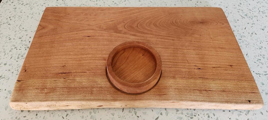 Cherry Appetizer Board with Live Edge & Hand-Carved Bowl