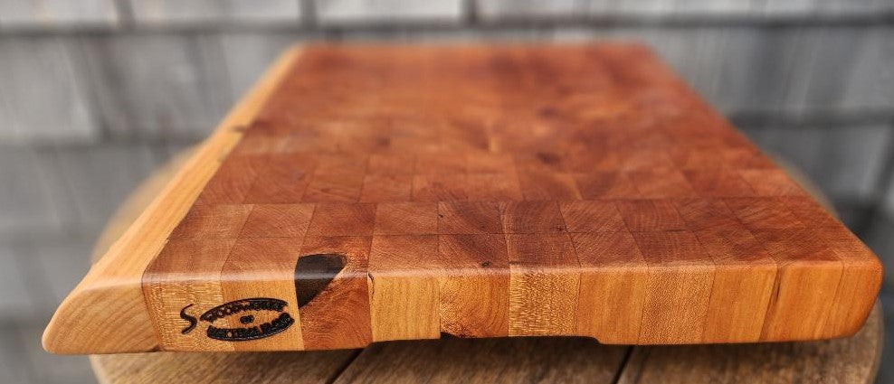 Handcrafted Cherry Butcher Block Cutting Board with Live Edge