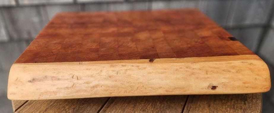 Handcrafted Cherry Butcher Block Cutting Board with Live Edge