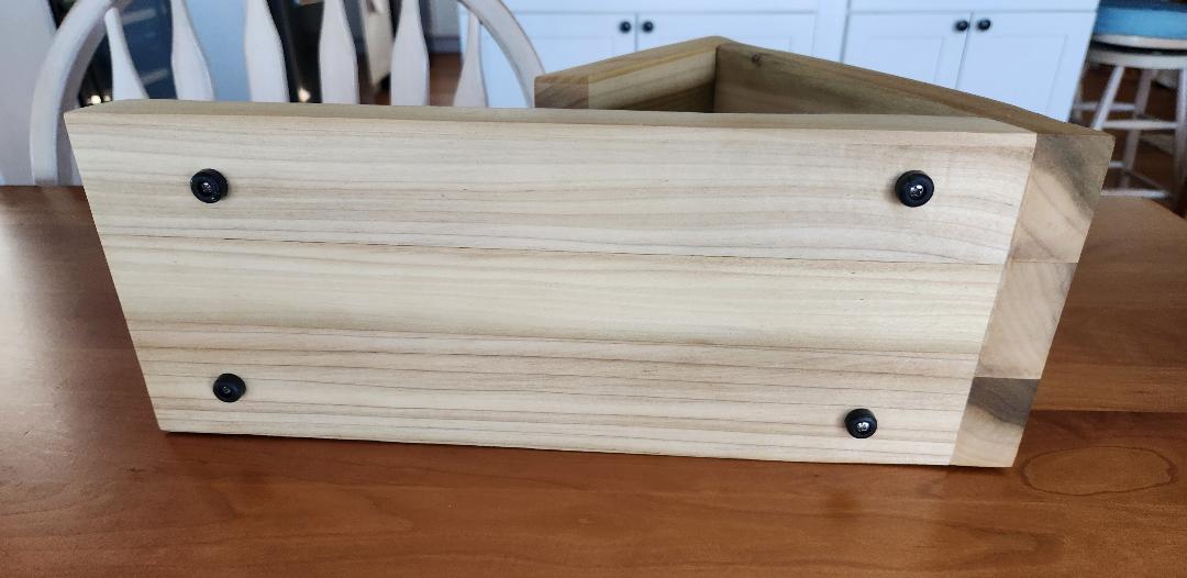 Custom Black Walnut Book Caddy with Mug Cut-Outs