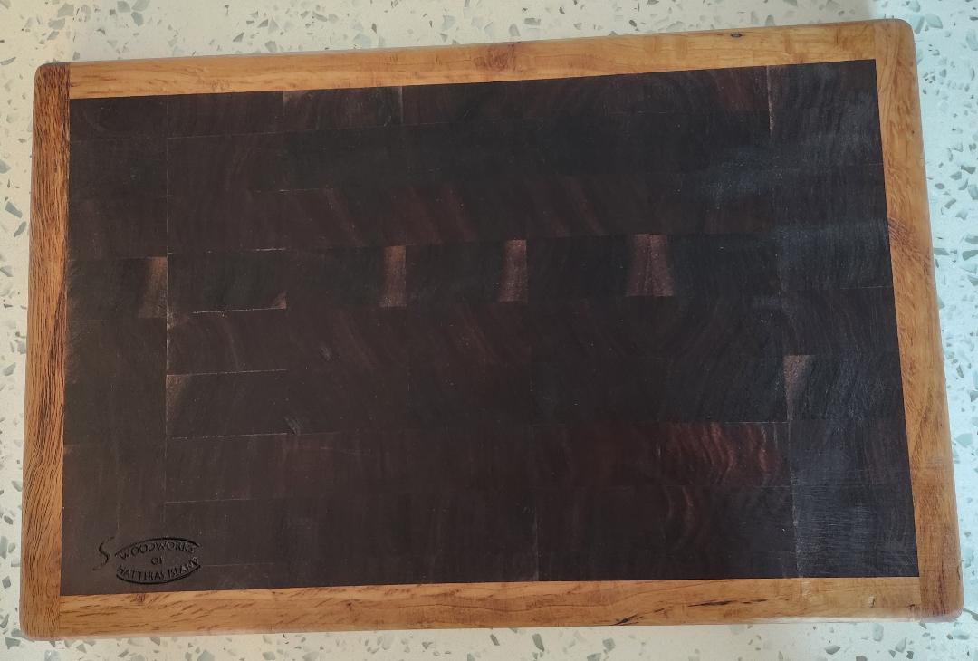 Handcrafted Black Walnut Butcher Block Cutting Board with Hardwood Trim
