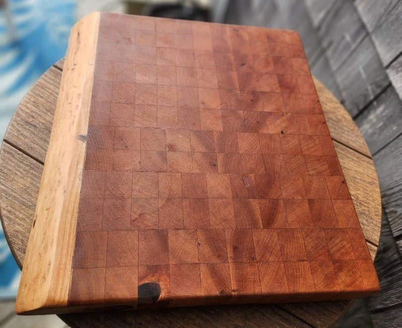 Handcrafted Cherry Butcher Block Cutting Board with Live Edge