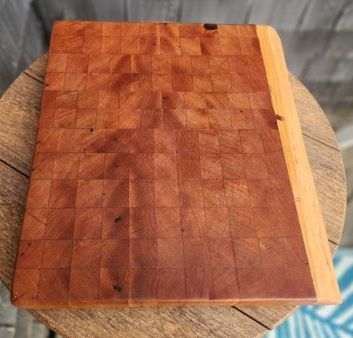Handcrafted Cherry Butcher Block Cutting Board with Live Edge