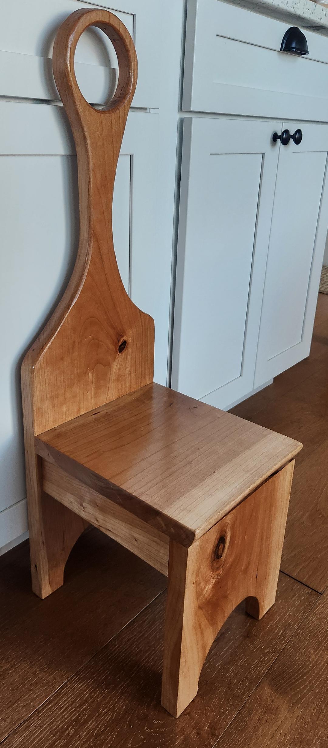 Maple tall handle stepstool, handcrafted
