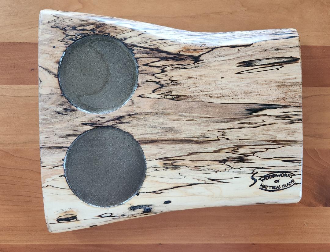 Live Edge Beverage Board - 2 Glass (Spalted Maple)