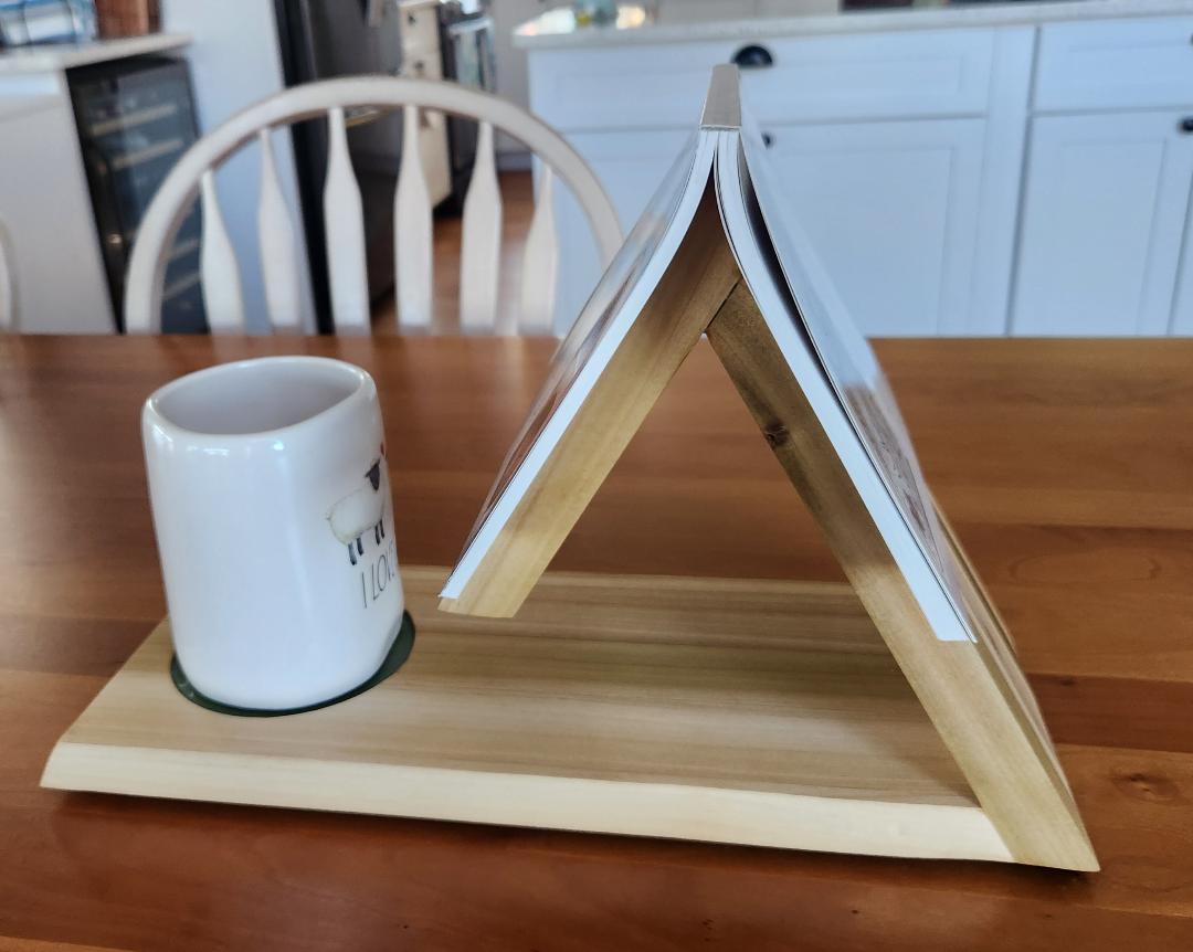 Custom Black Walnut Book Caddy with Mug Cut-Outs
