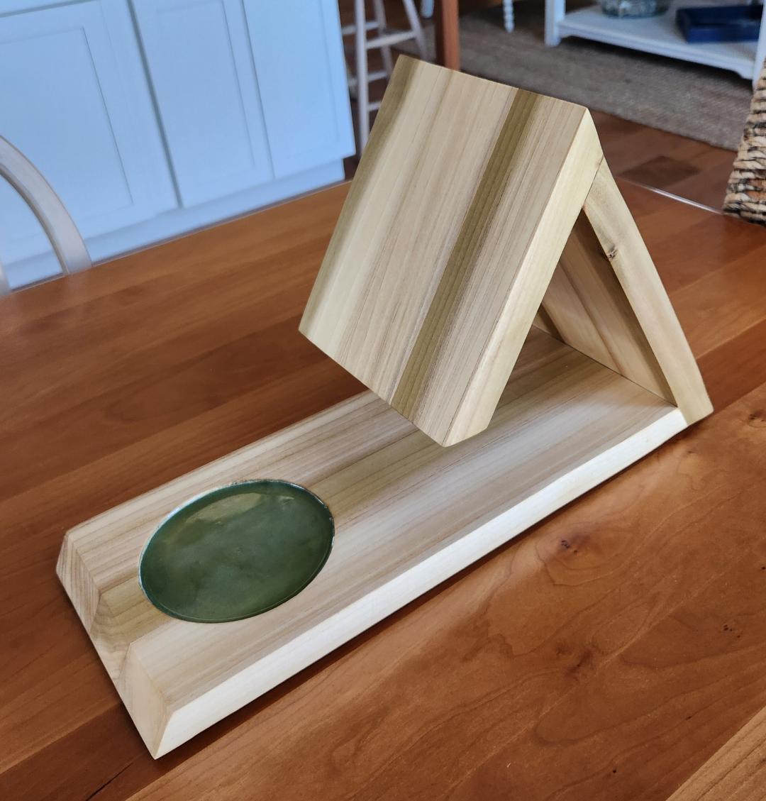 Custom Black Walnut Book Caddy with Mug Cut-Outs