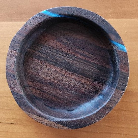Black Walnut Appetizer Board with Live Edge & Hand-Carved Bowl