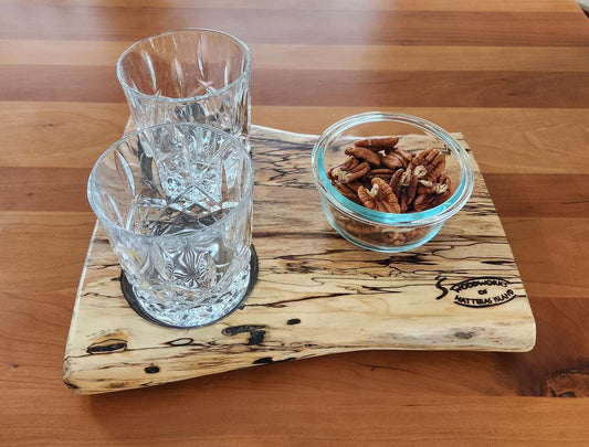 Live Edge Beverage Board - 2 Glass (Spalted Maple)